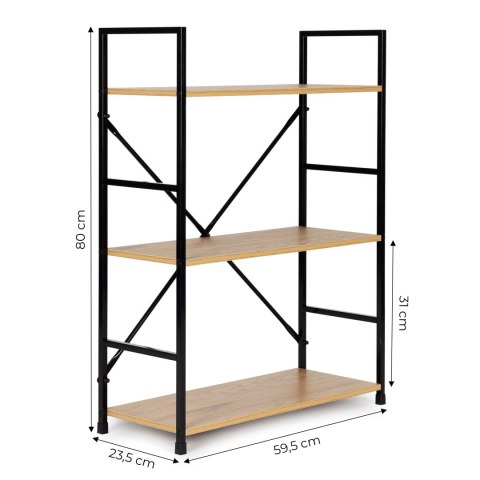 Regał drewniany metalowa rama szeroki LOFT 3 półki Regał drewniany metalowa rama szeroki LOFT 3 półki