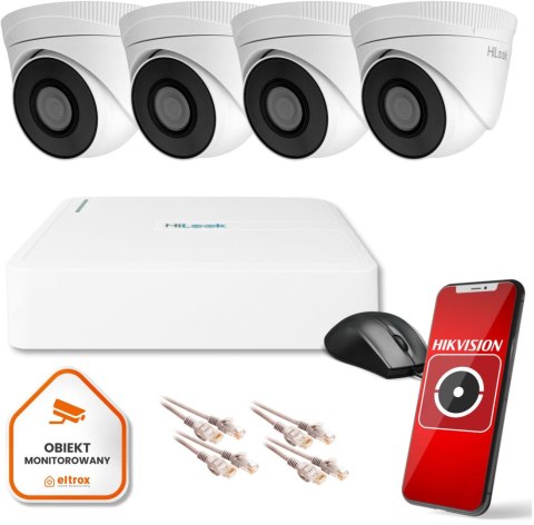 Łatwy w montażu zestaw monitoringu do domu Hilook z 4 kamerami kopułkami Łatwy w montażu zestaw monitoringu do domu Hilook z 4 kamerami kopułkami