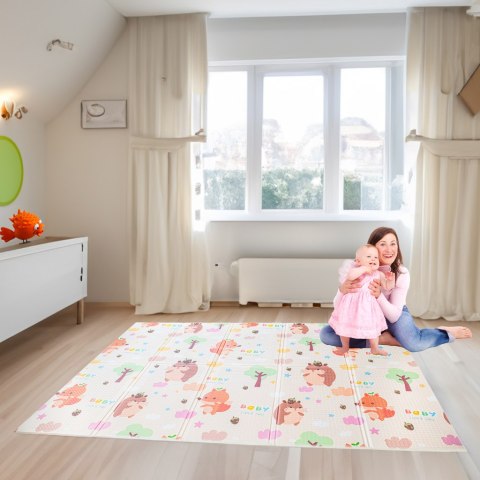 Mata Edukacyjna składana piankowa dwustronna jeż/miś 150x195cm Mata Edukacyjna składana piankowa dwustronna jeż/miś 150x195cm