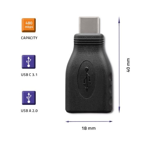 Qoltec Adapter USB 3.1 Typ C męski | USB 2.0 A żeński Qoltec Adapter USB 3.1 Typ C męski | USB 2.0 A żeński
