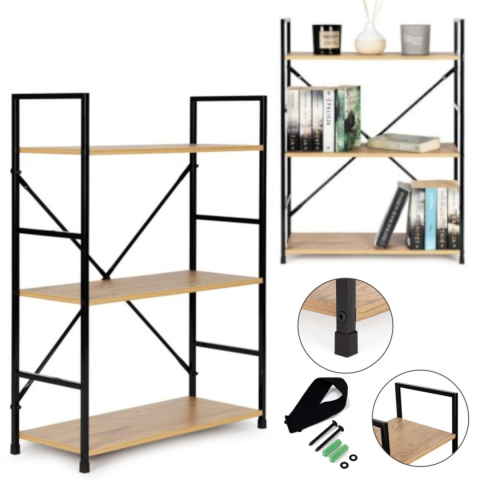 Regał drewniany metalowa rama szeroki LOFT 3 półki Regał drewniany metalowa rama szeroki LOFT 3 półki