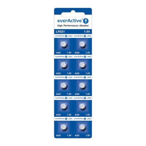 Bateria alkaliczna mini everActive AG0 G0 LR521 LR63 - blister 10 sztuk Bateria alkaliczna mini everActive AG0 G0 LR521 LR63 - blister 10 sztuk