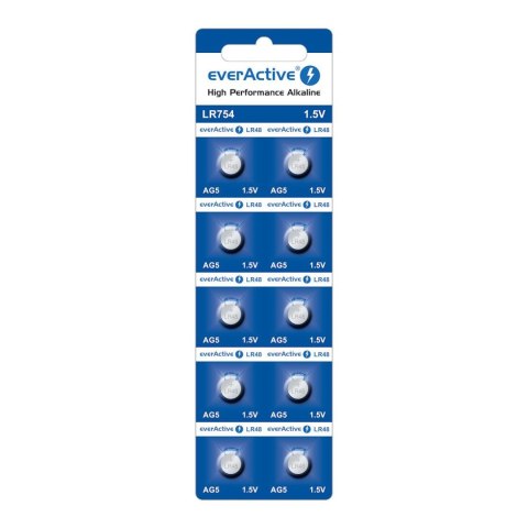 Bateria alkaliczna mini everActive AG5 G5 LR754 LR48 - blister 10 sztuk Bateria alkaliczna mini everActive AG5 G5 LR754 LR48 - blister 10 sztuk