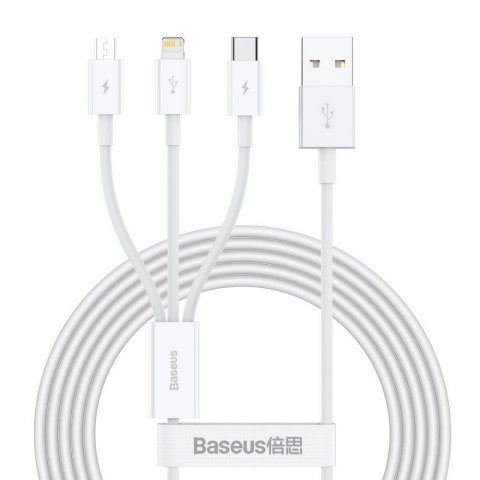 Kabel przewód USB 3w1 - USB-C, Lightning, micro USB 150cm Baseus CAMLTYS-02 do 3,5A Kabel przewód USB 3w1 - USB-C, Lightning, micro USB 150cm Baseus CAMLTYS-02 do 3,5A
