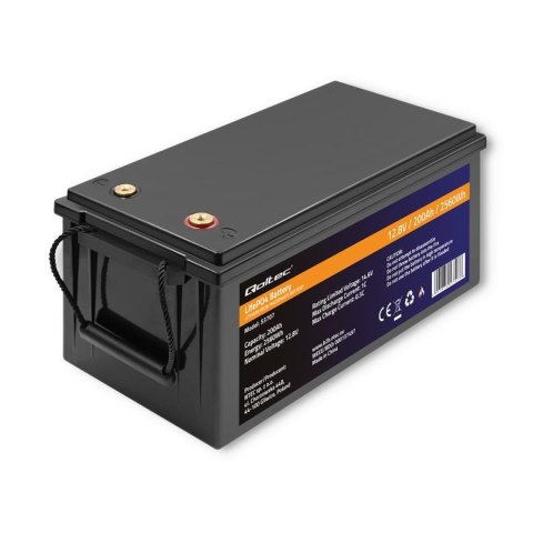 Akumulator LiFePO4 Qoltec Litowo-Żelazowo-Fosforanowy | 12.8V | 200Ah | 2560Wh | BMS Akumulator LiFePO4 Qoltec Litowo-Żelazowo-Fosforanowy | 12.8V | 200Ah | 2560Wh | BMS