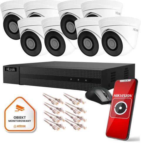 Łatwy w montażu zestaw monitoringu do domu Hilook z 8 kamerkami kopułkami Łatwy w montażu zestaw monitoringu do domu Hilook z 8 kamerkami kopułkami