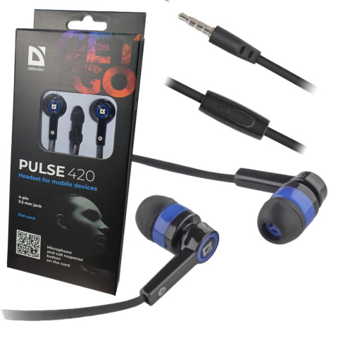 SŁUCHAWKI DEFENDER DOUSZNE z mikrofonem PULSE 420 CZARNO-NIEB 4-PIN SŁUCHAWKI DEFENDER DOUSZNE z mikrofonem PULSE 420 CZARNO-NIEB 4-PIN