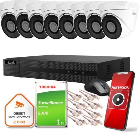 Zestaw monitoringu Hilook 8 kamer IP IPCAM-T2 1TB dysk Zestaw monitoringu Hilook 8 kamer IP IPCAM-T2 1TB dysk