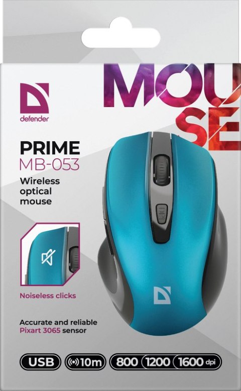 MYSZ DEFENDER PRIME MB-053 RF SILENT TURKUSOWA OPTICAL MYSZ DEFENDER PRIME MB-053 RF SILENT TURKUSOWA OPTICAL