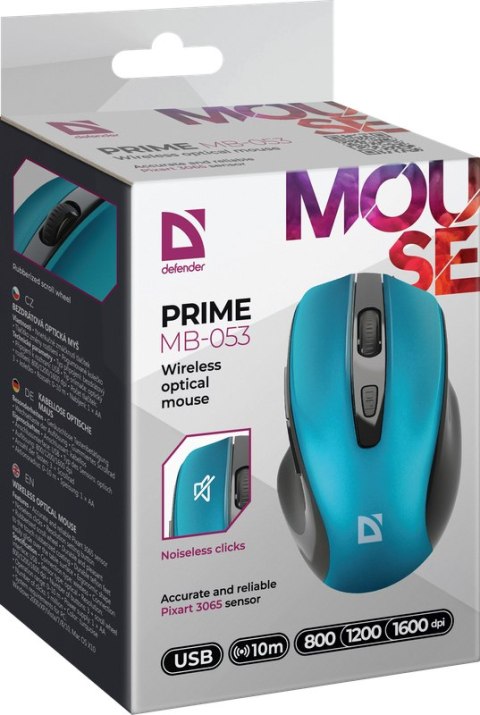MYSZ DEFENDER PRIME MB-053 RF SILENT TURKUSOWA OPTICAL MYSZ DEFENDER PRIME MB-053 RF SILENT TURKUSOWA OPTICAL