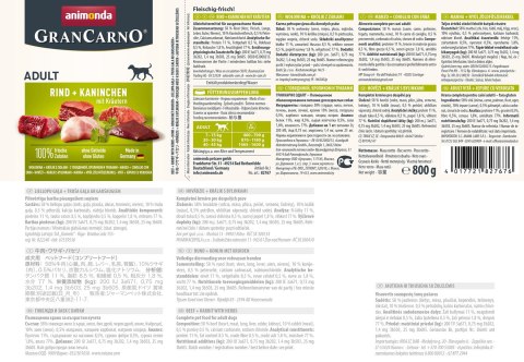 ANIMONDA Grancarno Adult smak: wołowina, królik i zioła 800g ANIMONDA Grancarno Adult smak: wołowina, królik i zioła 800g