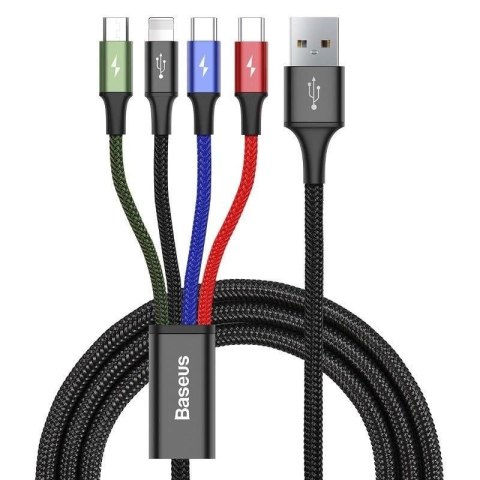 Kabel przewód USB 4w1 - 2x USB-C, Lightning, micro USB 120cm Baseus Rapid CA1T4-B01 do 3.5A Kabel przewód USB 4w1 - 2x USB-C, Lightning, micro USB 120cm Baseus Rapid CA1T4-B01 do 3.5A