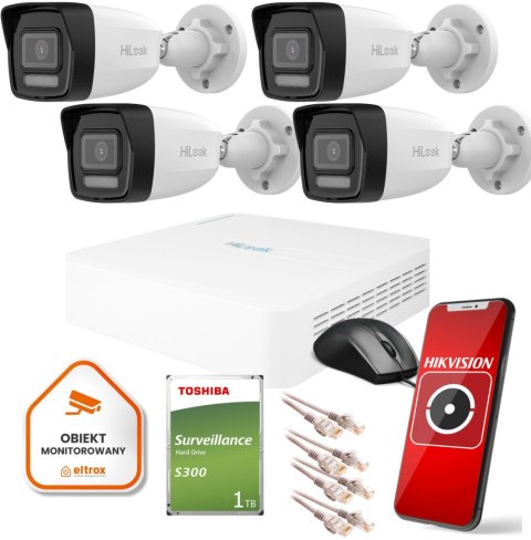 Zestaw monitoringu Hilook 4 kamer IP IPCAM-B4-30DL dysk 1TB Zestaw monitoringu Hilook 4 kamer IP IPCAM-B4-30DL dysk 1TB