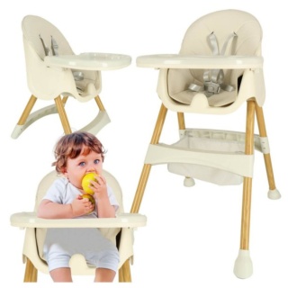 Krzesełko do karmienia z pojemnikiem tacką kolor szary