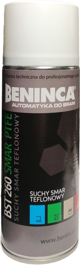 Suchy smar teflonowy Beninca BST260 500ml do bram/automatyki/napędów Suchy smar teflonowy Beninca BST260 500ml do bram/automatyki/napędów