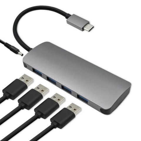 Adapter USB 3.1 Typ C męski/4 x USB 3.0 żeński | DC żeński Adapter USB 3.1 Typ C męski/4 x USB 3.0 żeński | DC żeński