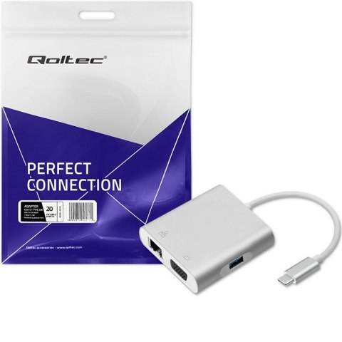 Adapter USB 3.1 typ C męski | VGA żeński + USB 3.0 A żeński + RJ45 żeński (1Gb/s) + PD Adapter USB 3.1 typ C męski | VGA żeński + USB 3.0 A żeński + RJ45 żeński (1Gb/s) + PD