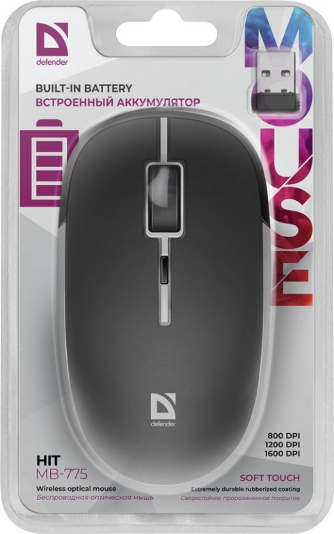 MYSZ DEFENDER HIT MB-775 RF OPTIC 1600dpi 4P AKUMULATOR MYSZ DEFENDER HIT MB-775 RF OPTIC 1600dpi 4P AKUMULATOR