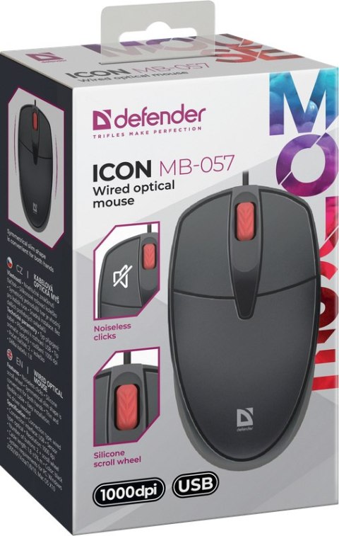 MYSZ DEFENDER ICON MB-057 CZARNA OPTICAL 1000dpi 3P MYSZ DEFENDER ICON MB-057 CZARNA OPTICAL 1000dpi 3P
