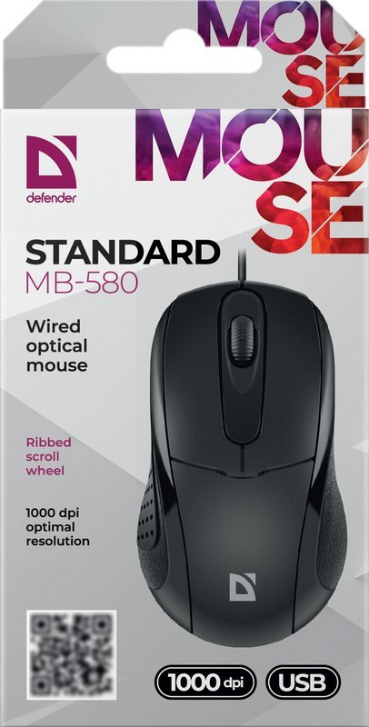 MYSZ DEFENDER STANDARD MB-580 CZARNA OPTICAL 1000dpi 3P MYSZ DEFENDER STANDARD MB-580 CZARNA OPTICAL 1000dpi 3P