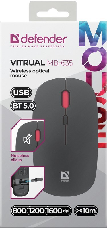 MYSZ DEFENDER VITRUAL MB-635 RF+BT SILENT 1600dpi 4P MYSZ DEFENDER VITRUAL MB-635 RF+BT SILENT 1600dpi 4P