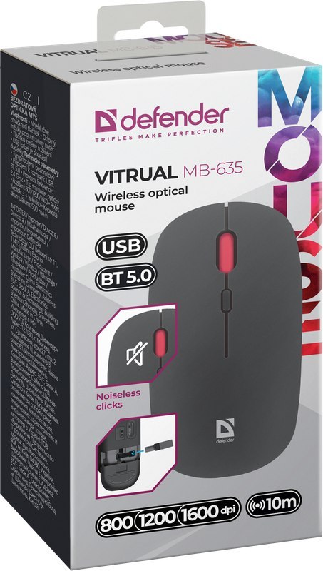 MYSZ DEFENDER VITRUAL MB-635 RF+BT SILENT 1600dpi 4P MYSZ DEFENDER VITRUAL MB-635 RF+BT SILENT 1600dpi 4P