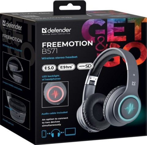 SŁUCHAWKI DEFENDER BLUETOOTH FREEMOTION B571 LED SŁUCHAWKI DEFENDER BLUETOOTH FREEMOTION B571 LED