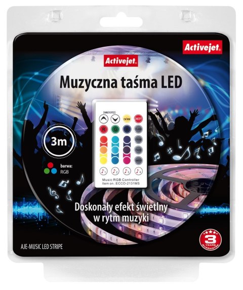 Taśma muzyczna LED Activejet AJE-LED Music Stripe (180 lm; RGB - Multikolor; 3m; 7 W; IP65) Taśma muzyczna LED Activejet AJE-LED Music Stripe (180 lm; RGB - Multikolor; 3m; 7 W; IP65)