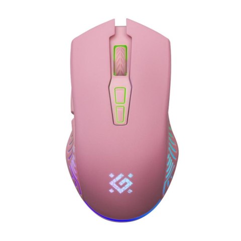 Mysz bezprzewodowa Defender PANDORA GM-502 optyczna 3200dpi różowa RGB AKUMULATOR 7 przycisków Gaming bezklikowa silent Mysz bezprzewodowa Defender PANDORA GM-502 optyczna 3200dpi różowa RGB AKUMULATOR 7 przycisków Gaming bezklikowa silent