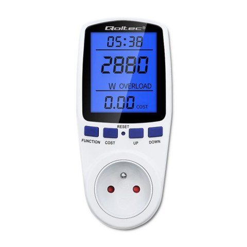 Watomierz Qoltec Licznik zużycia energii PM0626 | 3680W | 16A | LCD Watomierz Qoltec Licznik zużycia energii PM0626 | 3680W | 16A | LCD