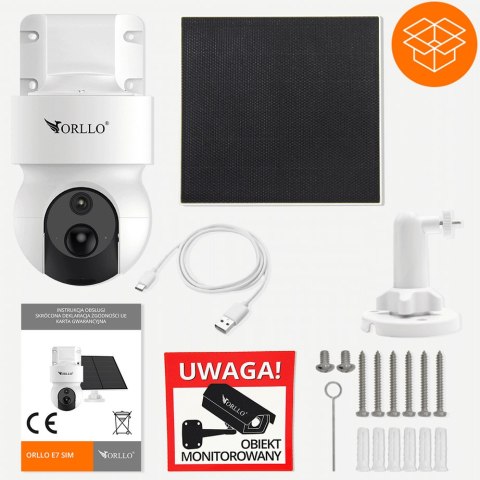 Kamera IP Orllo E7 PRO SIM solarna zewnętrzna bezprzewodowa obrotowa 3MP + Karta SD 32Gb Kamera IP Orllo E7 PRO SIM solarna zewnętrzna bezprzewodowa obrotowa 3MP + Karta SD 32Gb