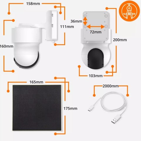 Kamera IP Orllo E7 PRO SIM solarna zewnętrzna bezprzewodowa obrotowa 3MP + Karta SD 32Gb Kamera IP Orllo E7 PRO SIM solarna zewnętrzna bezprzewodowa obrotowa 3MP + Karta SD 32Gb