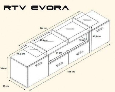 Szafka RTV EVORA 200 wenge/czarny połysk Szafka RTV EVORA 200 wenge/czarny połysk
