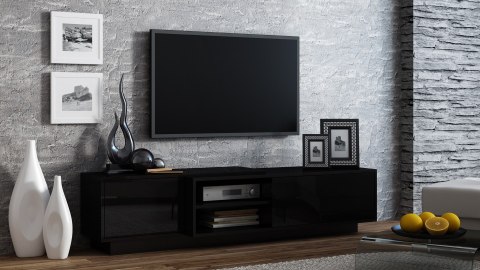 Szafka RTV SIGMA1 180 czarny/czarny połysk Szafka RTV SIGMA1 180 czarny/czarny połysk