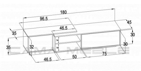 Szafka RTV SIGMA1 180 czarny/czarny połysk Szafka RTV SIGMA1 180 czarny/czarny połysk
