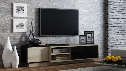 Szafka RTV SIGMA1 180 sonoma/czarny połysk Szafka RTV SIGMA1 180 sonoma/czarny połysk