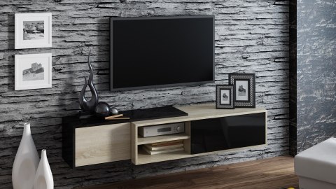 Szafka RTV SIGMA1 180 sonoma/czarny połysk Szafka RTV SIGMA1 180 sonoma/czarny połysk