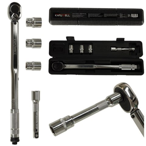 Klucz dynamometryczny 460mm 1/2'' + 3 nasadki 17-21mm 40-210Nm blokada + walizka etui Klucz dynamometryczny 460mm 1/2'' + 3 nasadki 17-21mm 40-210Nm blokada + walizka etui