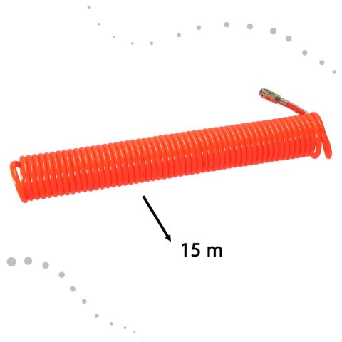 Wąż pneumatyczny spiralny zwijany do kompresora 12mm 15m Wąż pneumatyczny spiralny zwijany do kompresora 12mm 15m