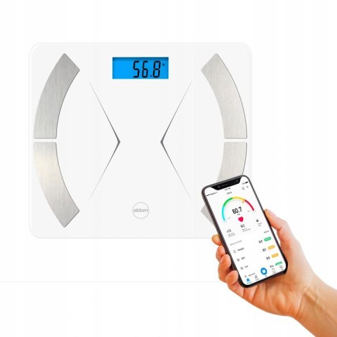 Inteligentna waga łazienkowa bluetooth Eldom TWO500 biała Inteligentna waga łazienkowa bluetooth Eldom TWO500 biała