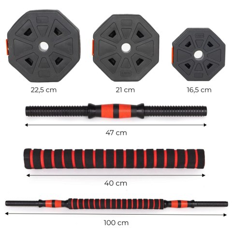 Hantle regulowane 2 x 20kg sztanga zestaw 40kg gryf Hantle regulowane 2 x 20kg sztanga zestaw 40kg gryf