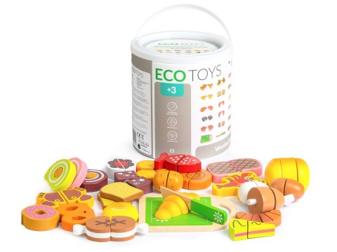 Drewniane jedzenie do krojenia 23szt ECOTOYS Drewniane jedzenie do krojenia 23szt ECOTOYS