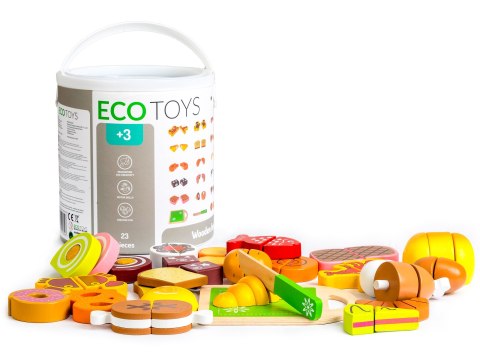 Drewniane jedzenie do krojenia 23szt ECOTOYS Drewniane jedzenie do krojenia 23szt ECOTOYS