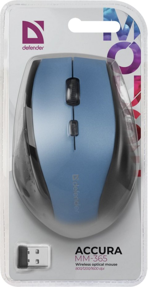 MYSZ DEFENDER ACCURA MM-365 RF NIEBIESKA OPTICAL 1600DPI 6P MYSZ DEFENDER ACCURA MM-365 RF NIEBIESKA OPTICAL 1600DPI 6P