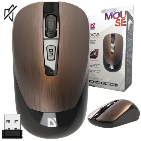 MYSZ DEFENDER WAVE MM-995 RF SILENT BRĄZOWA OPTICAL MYSZ DEFENDER WAVE MM-995 RF SILENT BRĄZOWA OPTICAL