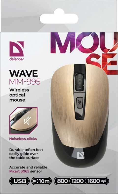MYSZ DEFENDER WAVE MM-995 RF SILENT BRĄZOWA OPTICAL MYSZ DEFENDER WAVE MM-995 RF SILENT BRĄZOWA OPTICAL