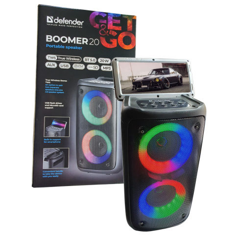 GŁOŚNIK DEFENDER BOOMER 20 BLUETOOTH 20W LIGHT/BT/FM/USB/AUX/MIC GŁOŚNIK DEFENDER BOOMER 20 BLUETOOTH 20W LIGHT/BT/FM/USB/AUX/MIC