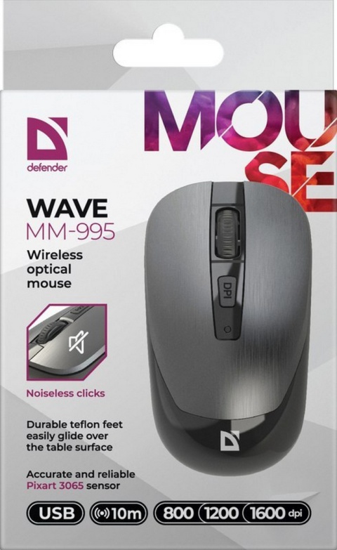 MYSZ DEFENDER WAVE MM-995 RF SILENT SREBRNA OPTICAL MYSZ DEFENDER WAVE MM-995 RF SILENT SREBRNA OPTICAL