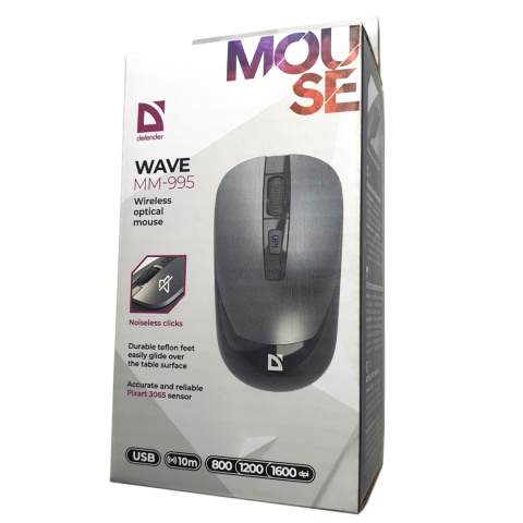 MYSZ DEFENDER WAVE MM-995 RF SILENT SREBRNA OPTICAL MYSZ DEFENDER WAVE MM-995 RF SILENT SREBRNA OPTICAL