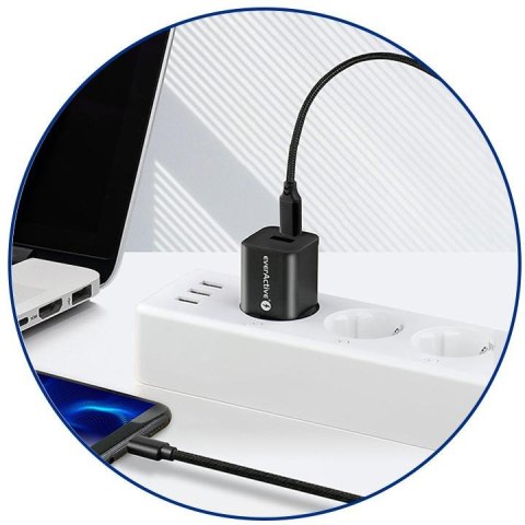 KABEL USB-C -> USB-C everActive CBB-1PD5 100cm PD 100W 5A KABEL USB-C -> USB-C everActive CBB-1PD5 100cm PD 100W 5A